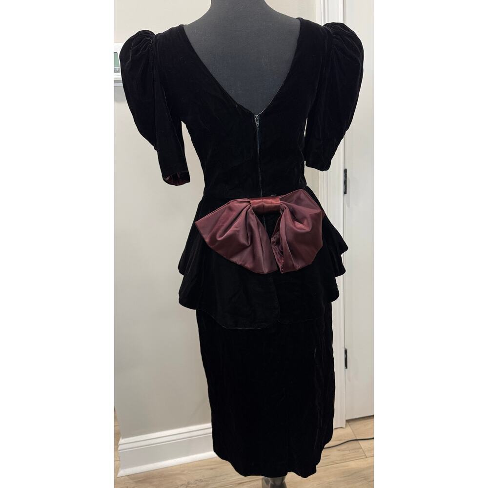 Gothic Whimsigoth Vintage Dress Black Velvet Purple 80s Act III USA Rare Small